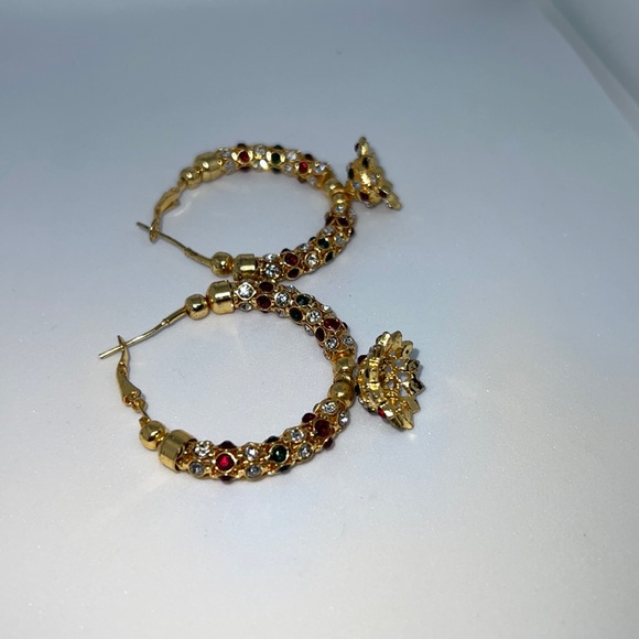 Women’s Gold Plated Earrings | Indian Jewelry | 2 inch long and 2 inch wide - Picture 1 of 4